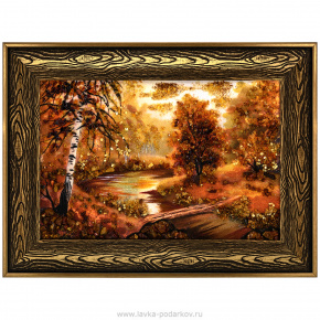 Картина янтарная "Осенний лес" 78х58 см, фотография 0. Интернет-магазин ЛАВКА ПОДАРКОВ