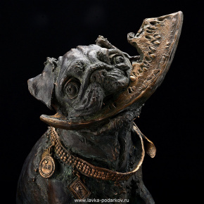 Бронзовая статуэтка "Собака Лилу с арбузом". Авторская работа., фотография 0. Интернет-магазин ЛАВКА ПОДАРКОВ