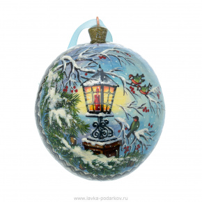 Новогодний елочный шар с росписью "Ночь, дерево, фонарь", фотография 0. Интернет-магазин ЛАВКА ПОДАРКОВ