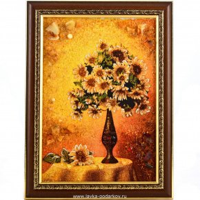 Картина янтарная "Цветы в вазе", фотография 0. Интернет-магазин ЛАВКА ПОДАРКОВ