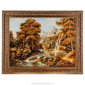 Картина  янтарная "Горная река" 60х80 см, фотография 0. Интернет-магазин ЛАВКА ПОДАРКОВ