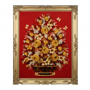 Панно янтарное "Цветы" 84х105 см, фотография 0. Интернет-магазин ЛАВКА ПОДАРКОВ