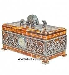 16002-б Янтарь Ларец "Русский" Бронза