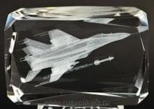   Лазерная графика Куб "СамолетМИГ-29" 5*8 см