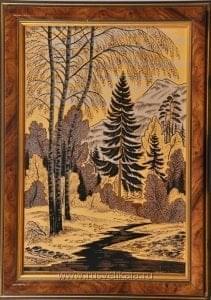 /00574 Златоуст ПАННО "ТИХОЕ УТРО" в раме 200*300мм 000574