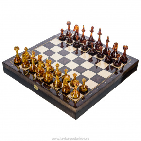 Шахматы с янтарными фигурами "Эстетика" 37х37 см, фотография 0. Интернет-магазин ЛАВКА ПОДАРКОВ