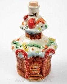 -0,05л Фарфор МИНИ-ШТОФ "Игрушка-Сказочный домик"в цвете и золоте 0,05л в комплекте 