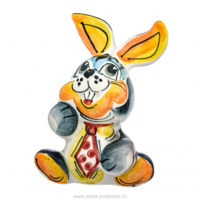 Статуэтка "Кролик дипломат". Гжель в цвете, фотография 0. Интернет-магазин ЛАВКА ПОДАРКОВ
