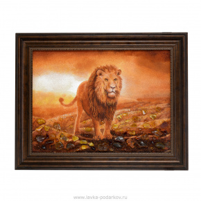Картина янтарная "Лев" 30х40 см, фотография 0. Интернет-магазин ЛАВКА ПОДАРКОВ