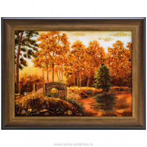 Картина янтарная "Осенний парк" 38х48 см, фотография 0. Интернет-магазин ЛАВКА ПОДАРКОВ