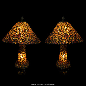 Комплект из двух настольных ламп из янтаря и бронзы "Зонтик", фотография 0. Интернет-магазин ЛАВКА ПОДАРКОВ