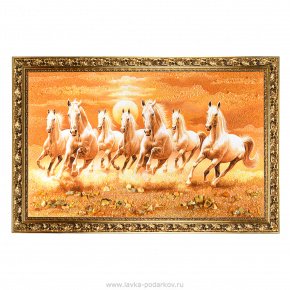 Картина янтарная "Кони" 60х80 см, фотография 0. Интернет-магазин ЛАВКА ПОДАРКОВ