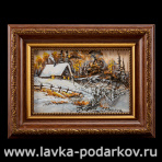 Картина на бересте "Зимний денек"