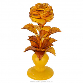 Сувенир из янтаря "Роза в вазе" 19,5 см, фотография 0. Интернет-магазин ЛАВКА ПОДАРКОВ