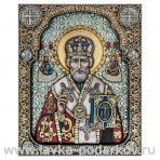 Деревянная резная икона "Святой Николай Чудотворец" 35х28 см