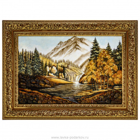 Картина янтарная "Горная река" 60х40 см, фотография 0. Интернет-магазин ЛАВКА ПОДАРКОВ