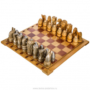Эксклюзивные большие деревянные шахматы "Животный мир" 60х60 см, фотография 0. Интернет-магазин ЛАВКА ПОДАРКОВ