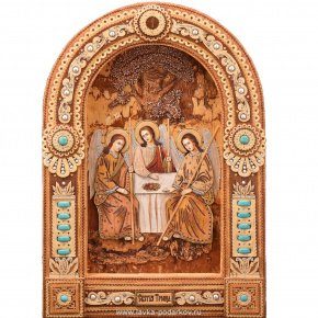 Икона из бересты "Святая Троица" 55x39 см, фотография 0. Интернет-магазин ЛАВКА ПОДАРКОВ