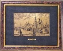  /16*21см Офорт черно-белый " Соборы Кремля "