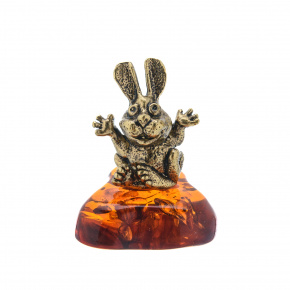 Бронзовая статуэтка с янтарем "Кролик", фотография 0. Интернет-магазин ЛАВКА ПОДАРКОВ