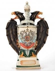 -0,75л Фарфор ШТОФ "Орел" в цвете и золоте 0,75л в комплекте 5038