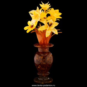 Композиция из янтаря "Цветы в вазе", фотография 0. Интернет-магазин ЛАВКА ПОДАРКОВ