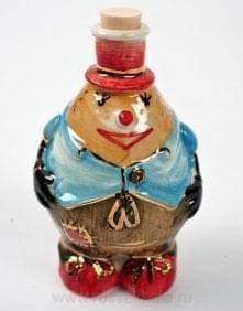 -0,05л  Фарфор МИНИ-ШТОФ "Игрушка-Страшила" в цвете и  золоте 0,05л в комплекте 