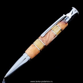 Ручка со вставками из янтаря и карельской березы, фотография 0. Интернет-магазин ЛАВКА ПОДАРКОВ