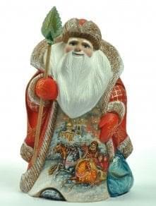 0011133/ВКТР-31см Скульптура из дерева "Дед Мороз" 31см в асс.