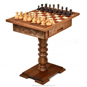 Шахматный стол деревянный с фигурами, фотография 0. Интернет-магазин ЛАВКА ПОДАРКОВ