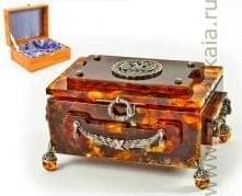 -с Янтарь Шкатулка "Княжеская" Серебро Серебро 875* 