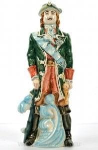 -1л  Фарфор ШТОФ "Петр Первый" в цвете и золоте 1л в комплекте