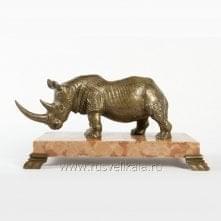 9004 Бронза Скульптура "Носорог"подставка- красный мрамор  