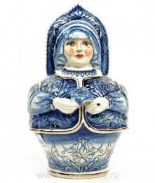 0011928-1,5л Фарфор ШТОФ "Матрешка" в золоте  1,5л в комплекте