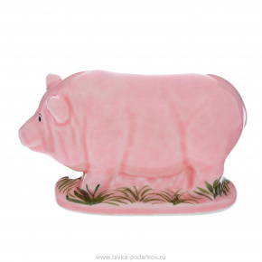 Статуэтка свиньи "Поросенок упитанный". Гжель в цвете, фотография 0. Интернет-магазин ЛАВКА ПОДАРКОВ