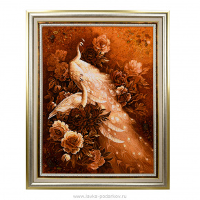 Картина янтарная "Белые павлины" 60х80 см, фотография 0. Интернет-магазин ЛАВКА ПОДАРКОВ