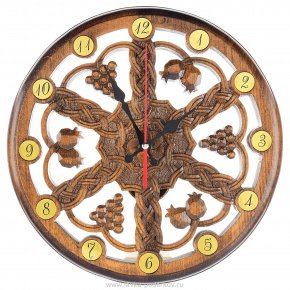 Часы настенные деревянные "Дары земли" резные, фотография 0. Интернет-магазин ЛАВКА ПОДАРКОВ