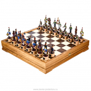 Шахматы деревянные с оловянными фигурами "Бородинское сражение", фотография 0. Интернет-магазин ЛАВКА ПОДАРКОВ