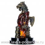 Скульптура из янтаря и бронзы "Дракон предприниматель"