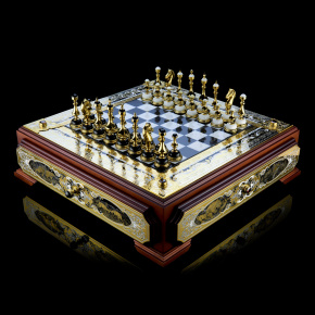 Шахматный ларец из камня "Баталия" с фигурами. Златоуст, фотография 0. Интернет-магазин ЛАВКА ПОДАРКОВ