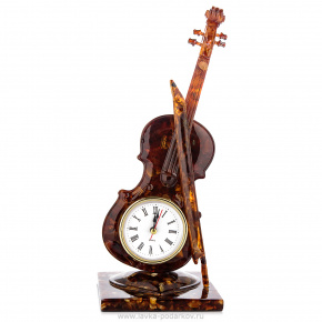 Настольные часы из янтаря "Скрипка", фотография 0. Интернет-магазин ЛАВКА ПОДАРКОВ