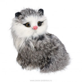 Игрушка из меха "Серая пушистая кошка", фотография 0. Интернет-магазин ЛАВКА ПОДАРКОВ