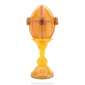 Пасхальное яйцо из янтаря с бисером на подставке, фотография 0. Интернет-магазин ЛАВКА ПОДАРКОВ