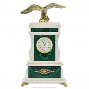 Часы каминные из малахита "Орел", фотография 0. Интернет-магазин ЛАВКА ПОДАРКОВ