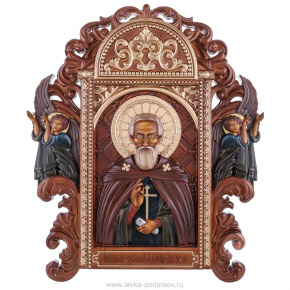 Икона деревянная "Сергий Радонежский" 75х65 см, фотография 0. Интернет-магазин ЛАВКА ПОДАРКОВ