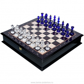 Шахматный ларец с хрустальными фигурами 48х48 см, фотография 0. Интернет-магазин ЛАВКА ПОДАРКОВ