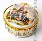 26037 /1101 Шкатулка фарфоровая "Москва" 6см круглая черная