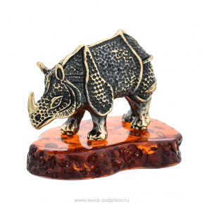 Статуэтка с янтарем "Носорог-броненосец", фотография 0. Интернет-магазин ЛАВКА ПОДАРКОВ