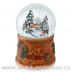 Стеклянный шар "Домик в лесу" со снегом