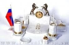 7117 Нат. камень Настольный набор 8 предметов Мрамор (белый)